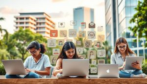 estudiantes, renta, online, extra, joven