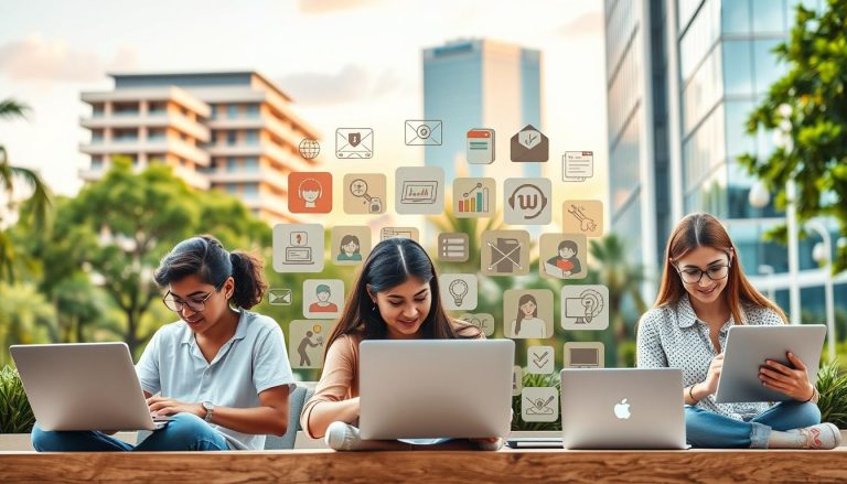 estudiantes, renta, online, extra, joven